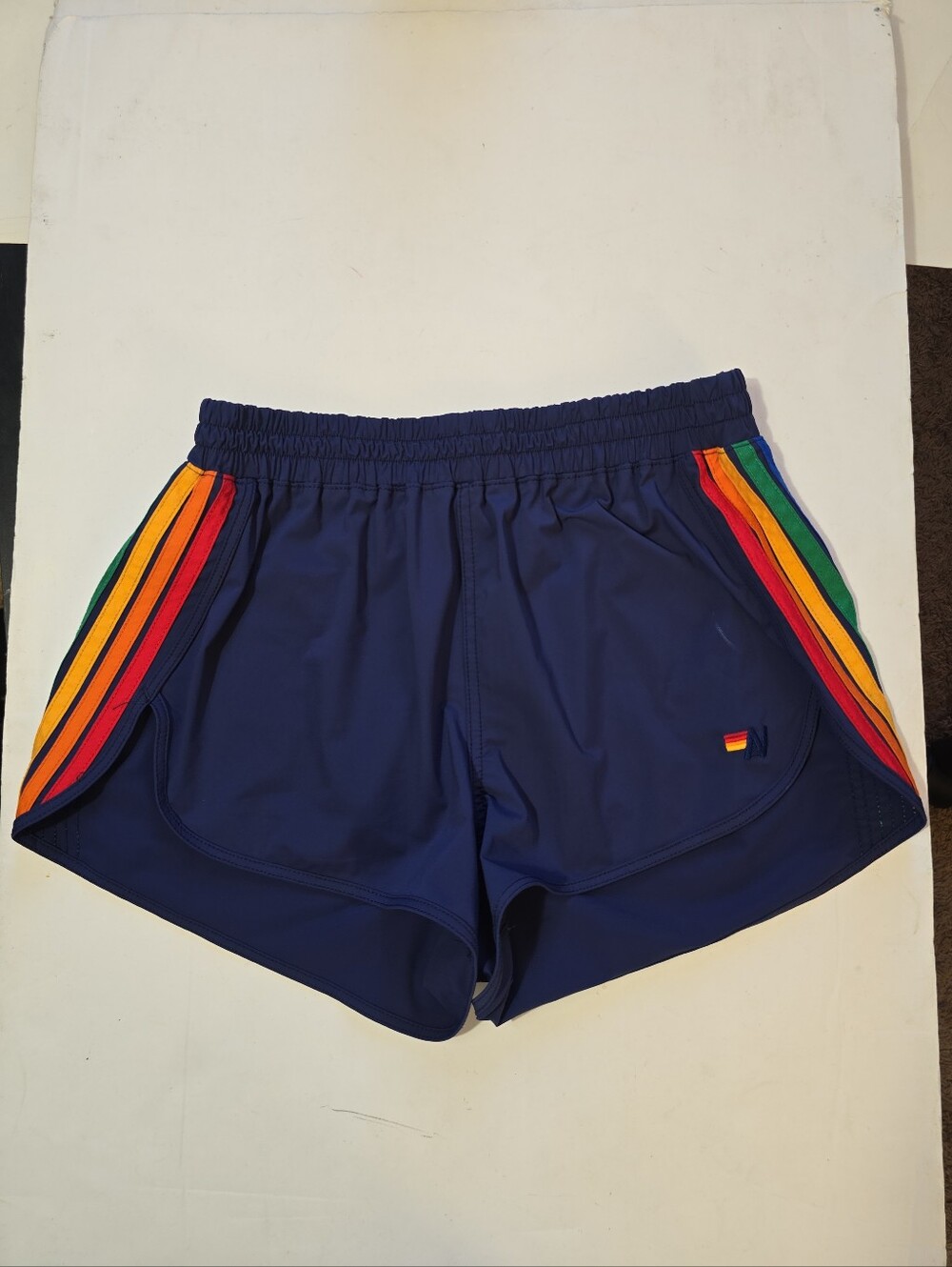Aviator Nation 5 Stripe Navy Womens Active Shorts Size M